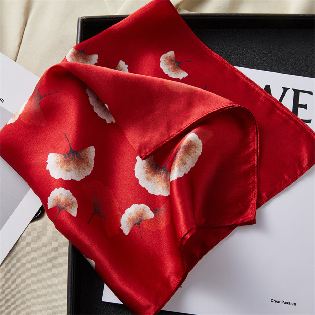 Custom 22" x 22" 100% Silk Neck Scarf Silk Satin Handbag Wrap