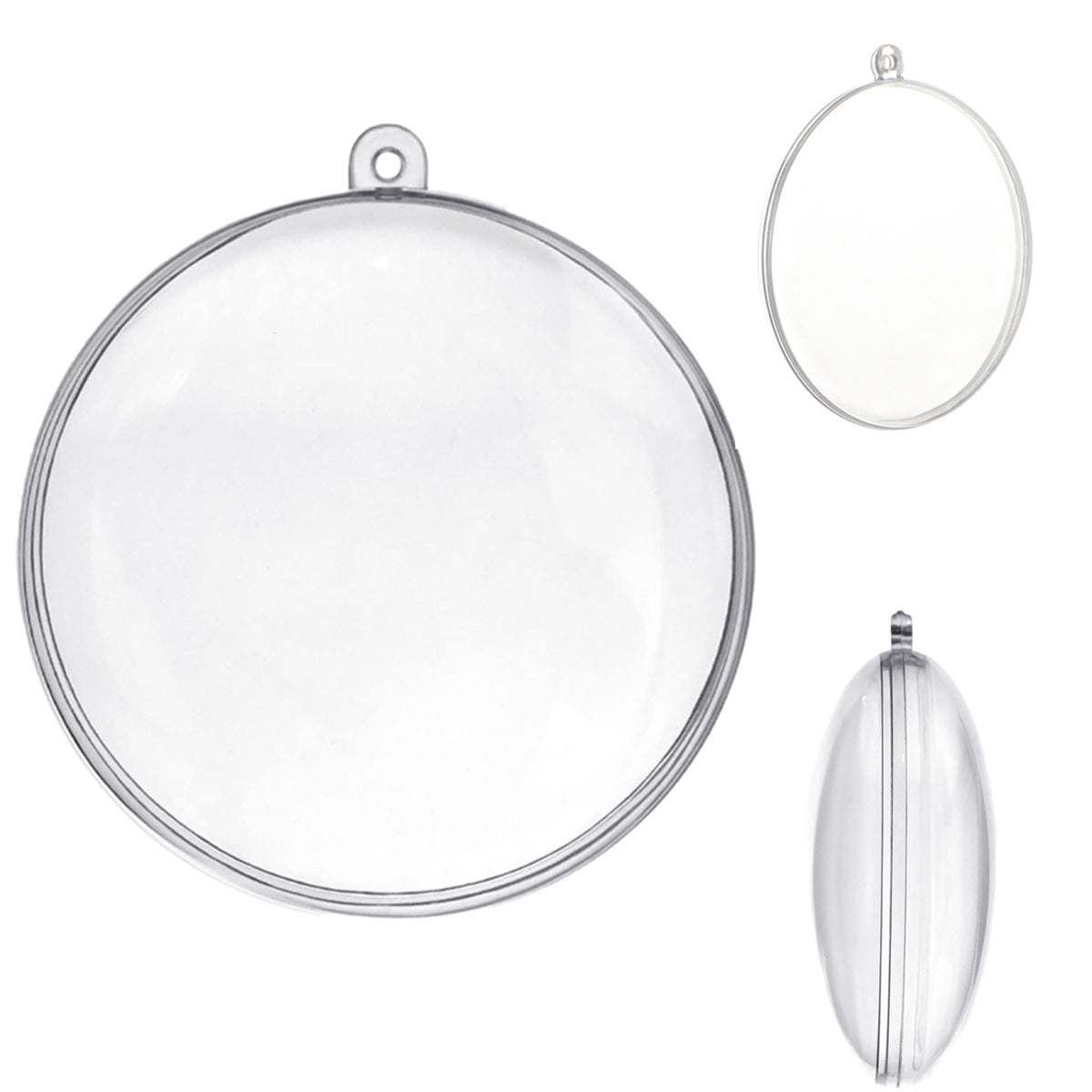 2.76" DIY Acrylic Christmas Ball Flat Ornament Balls Fillable Ornaments