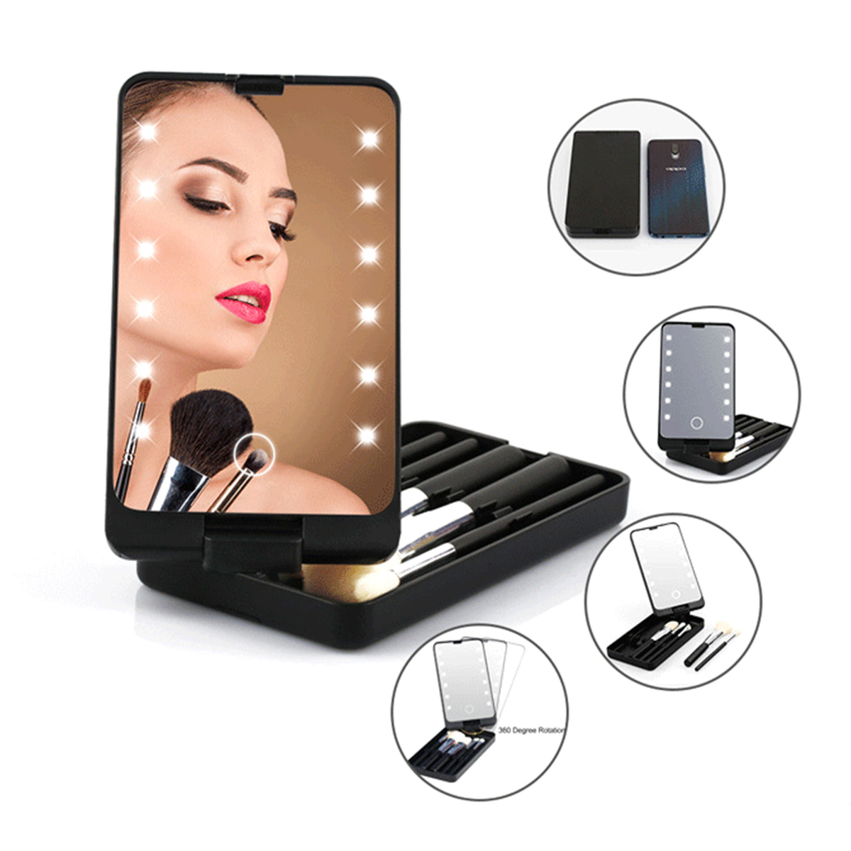 Portable Folding LED Make-up Mirror Box