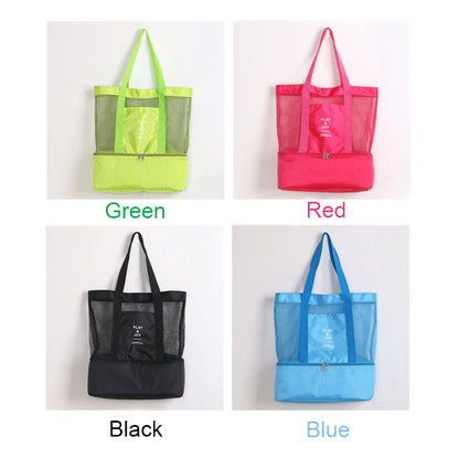 Mesh Handbag Insulated Lunch Tote w/Shoulder Strap
