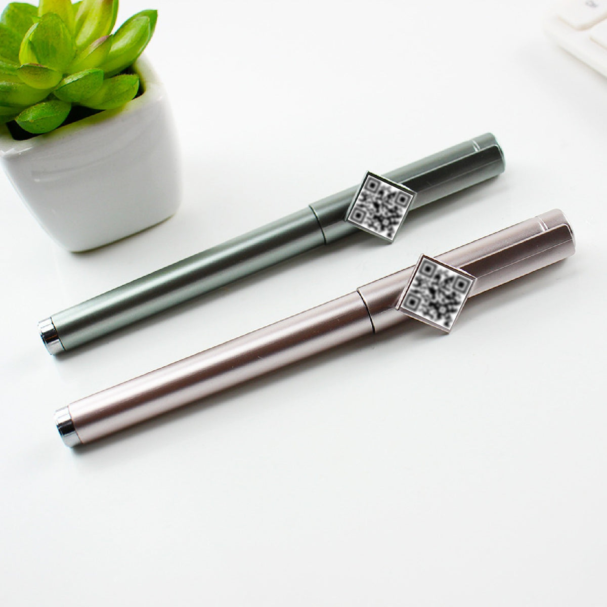 Advertising QR Code Pen Metallic Color Pen Barrel Gel Ink Pen