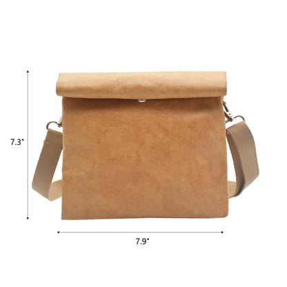 Tear Resistant Paper Bag Reusable Durable Kraft Paper Sling Bag with Detachable Strap