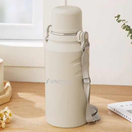 50.7oz Portable Double Wall Vacuum Stainless Steel Water Bottle w/ Handle & Strap