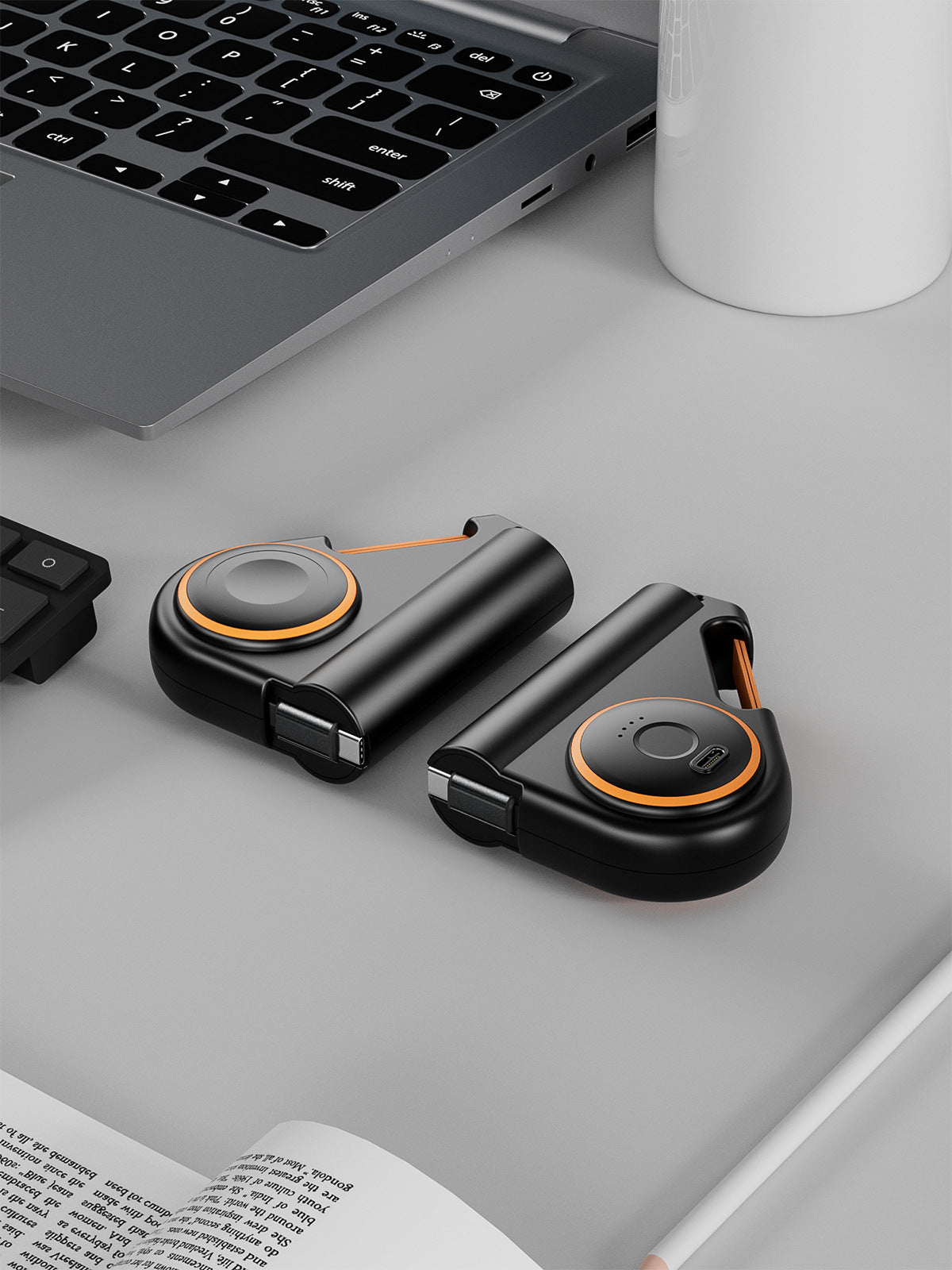 5000mAh Mini Power Bank WIth Wireless Charger For Smart watch With Metal Carabiner