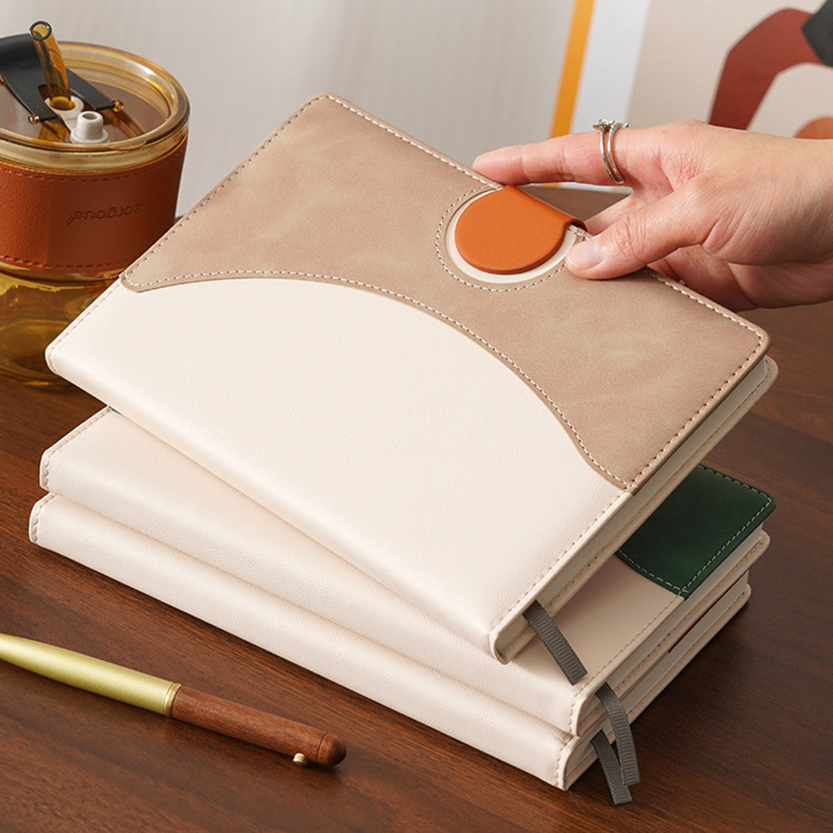 PU Magnetic Closure Buckle A5 Lined Journal Notebooks w/ Gift Box