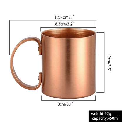 15 Oz. Reusable Copper Bourbon Cup Drinking Mug with Handle