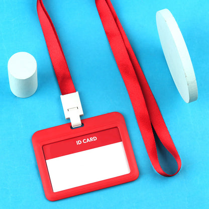 Plastic Horizontal Badge Holder ID Card Holder With Lanyard