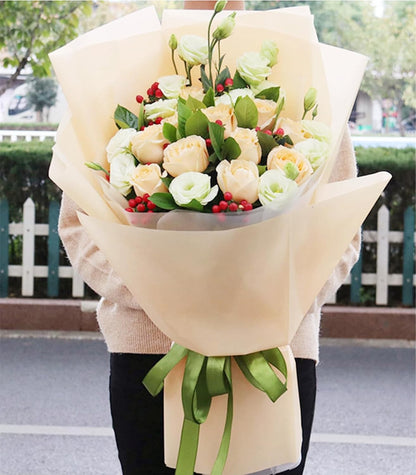 20" x 20" Floral Bouquet Wrap Paper - Champagne