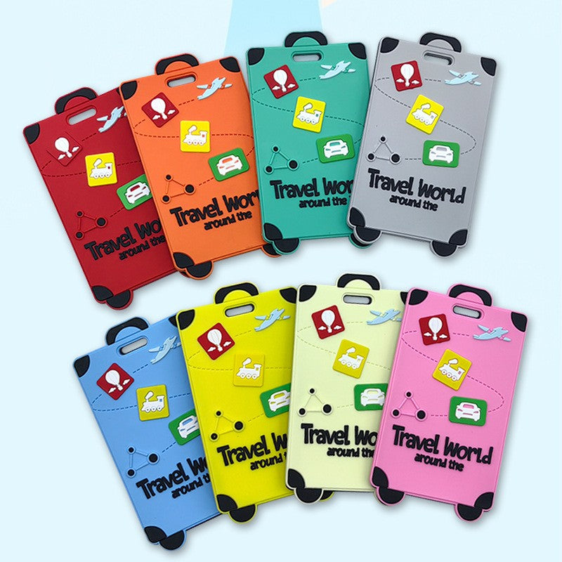 Custom Suitcase Shaped 3D Raised Soft PVC Luggage Tag For Travel Baggage Identification