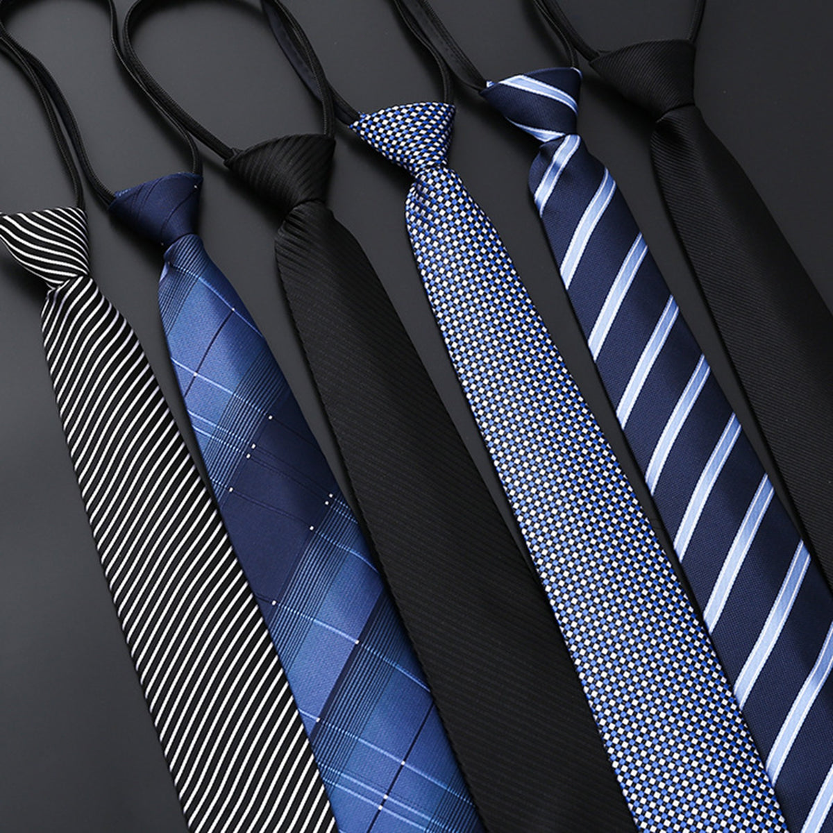 Custom Adult Adjustable Easy Zipper Jacquard Polyester Silk Necktie