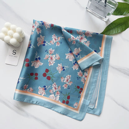 Custom 21.7" x 21.7" Satin Silk Feeling Head Scarf Women's Fashion Square Neck