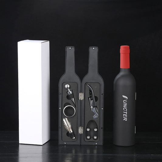 Waiter's Corkscrew Wine Bottle Shaped Red Neck Corkscrew Set (White Box) -5 Piece