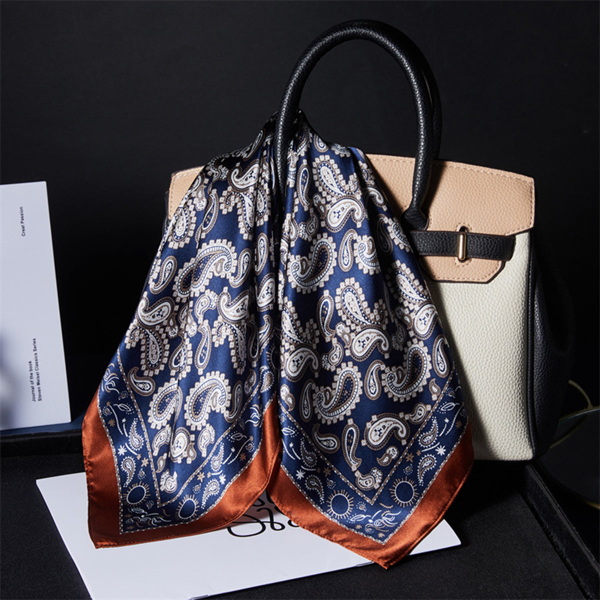 Custom 22" x 22" 100% Mulberry Silk Bandana Silk Satin Handbag Wrap