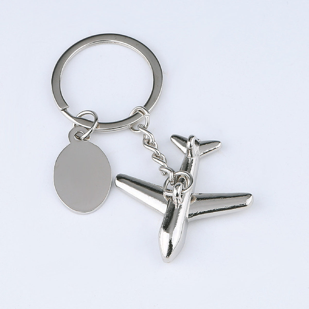 Aircraft Key Chain with Oval Hang Tag Plane Shaped Keychain