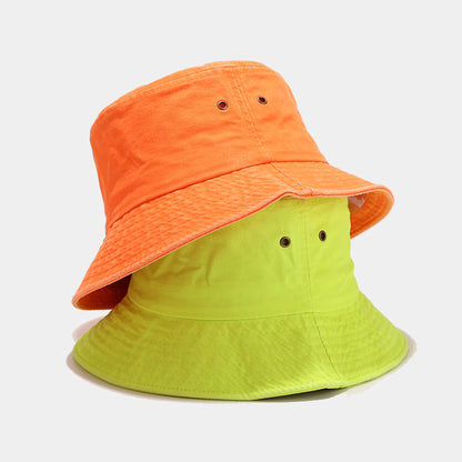 Summer Fluorescent Color Denim Bucket Hat Vacations Cap