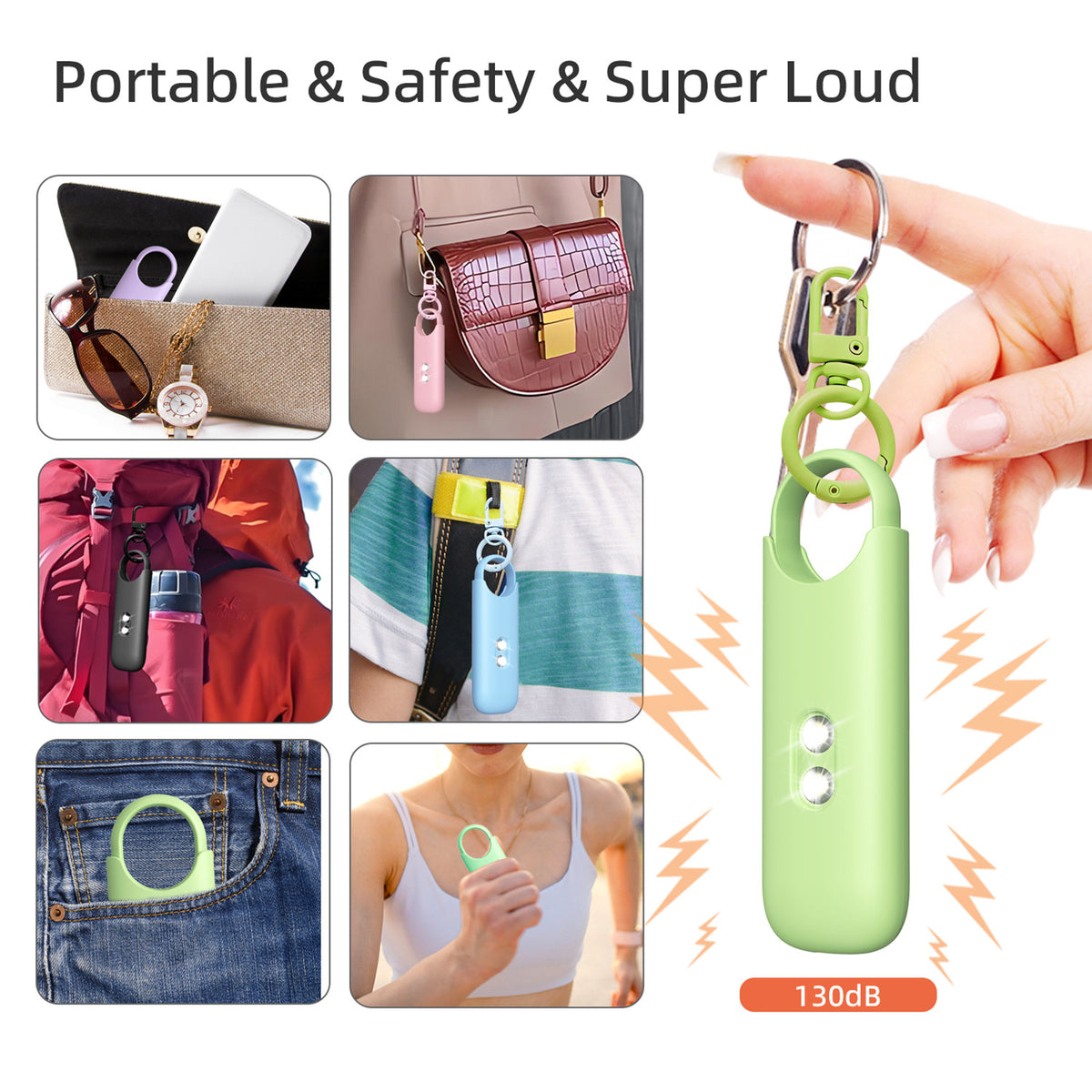 130dB Self Defense Alarm Keychain Safety Siren