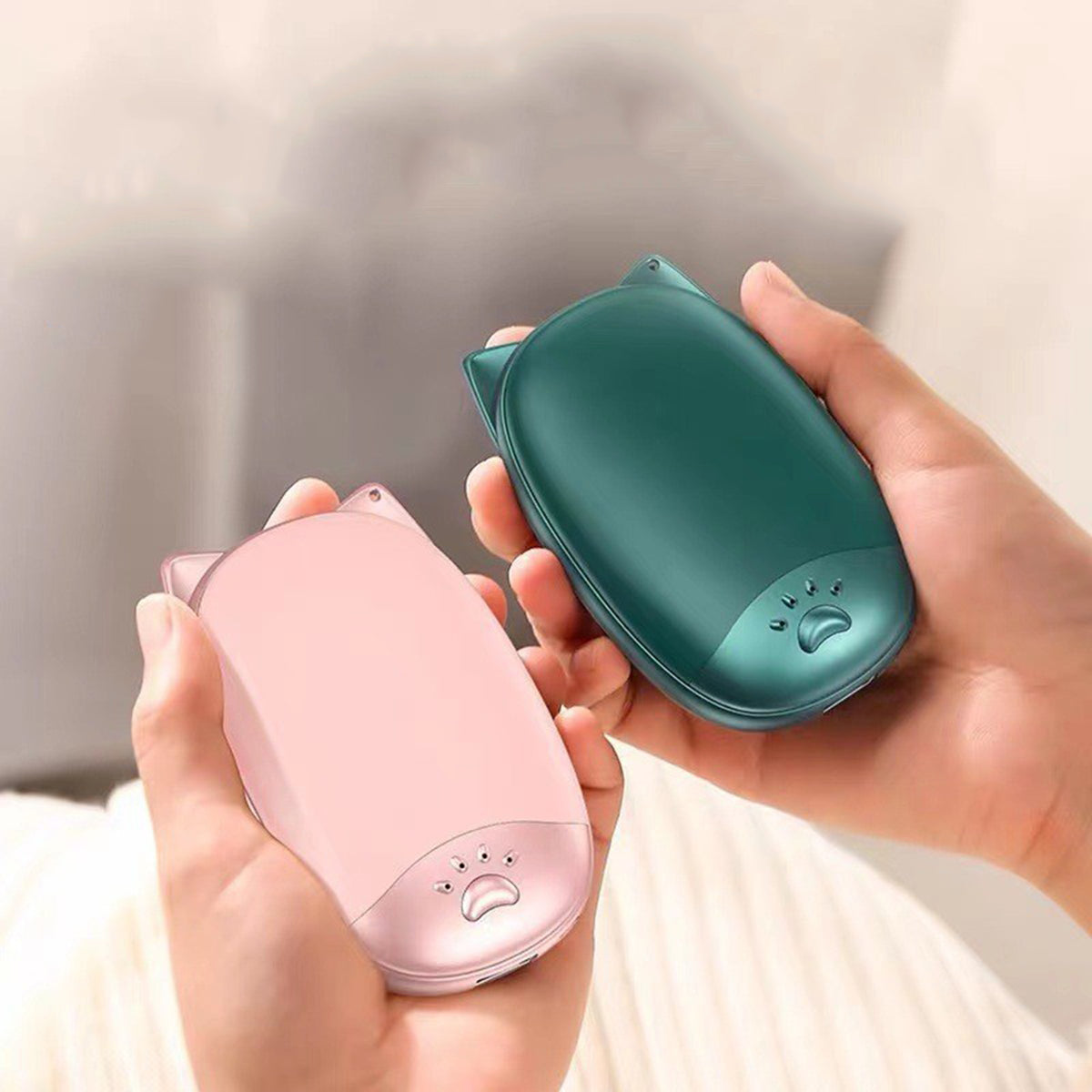 Rechargeable Cat Shape Double Sides Hand Heater Power Bank 3,000mAh