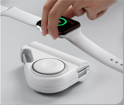5000mAh Mini Power Bank WIth Wireless Charger For Smart watch With Metal Carabiner