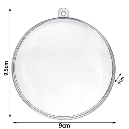 3.5" DIY Acrylic Christmas Ball Flat Ornament Balls Fillable Ornaments