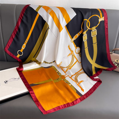 Custom 35.5" x 35.5" Polyester Satin Silk Feeling Headband Women's shawl