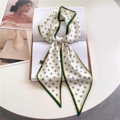 Custom 5.9" x 57" Long Silk Like Hair Scarves Women's Satin Handbag Wrap