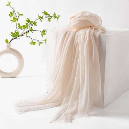 75'' Linen Feeling Scarf Pashmina Shawls Wraps Short Fringed Scarf Long Headscarf - Woven Label
