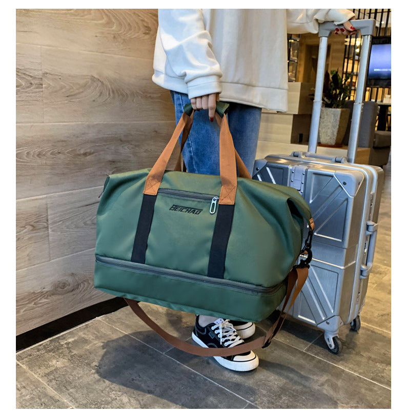 Travel Duffel Bag Oxford Tote Bag Sport Gym Bag Swimming Bag with Shoe Pouch&Wet Pocket