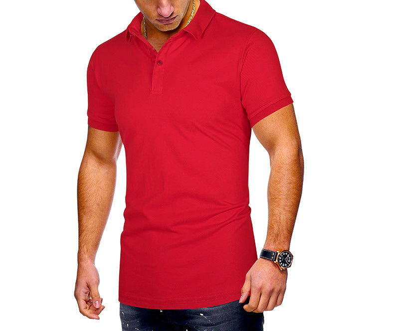 Men's Regular-fit Short-Sleeve Polyester Lapel Polo Shirt