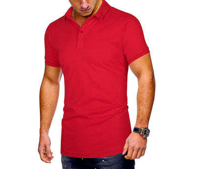 Men's Regular-fit Short-Sleeve Polyester Lapel Polo Shirt