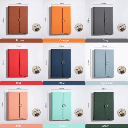 A5 PU Leather Rings Binder Notebook Ruled Lined Journal with Card Holder Side Pocket Pen Holder