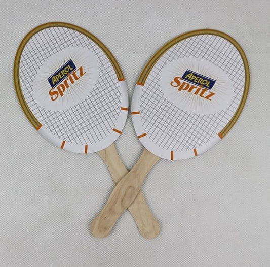 Custom Tennis Racket Shape Paper Fan with Wood Handle