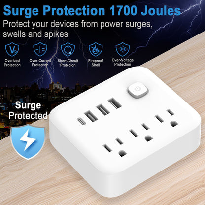 7" 1 Multi Wall Outlet Splitter w/ 180° Rotating Plug