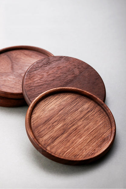 3.5" Custom Round Black Walnut Wooden Cup Coaster