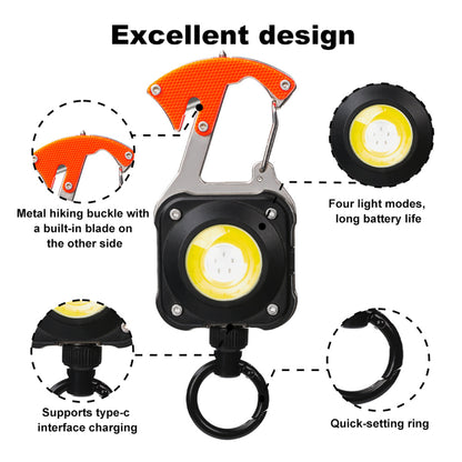 Outdoor Multifunction Retractable Badge Reel w/ Escape Hammer Led Flash