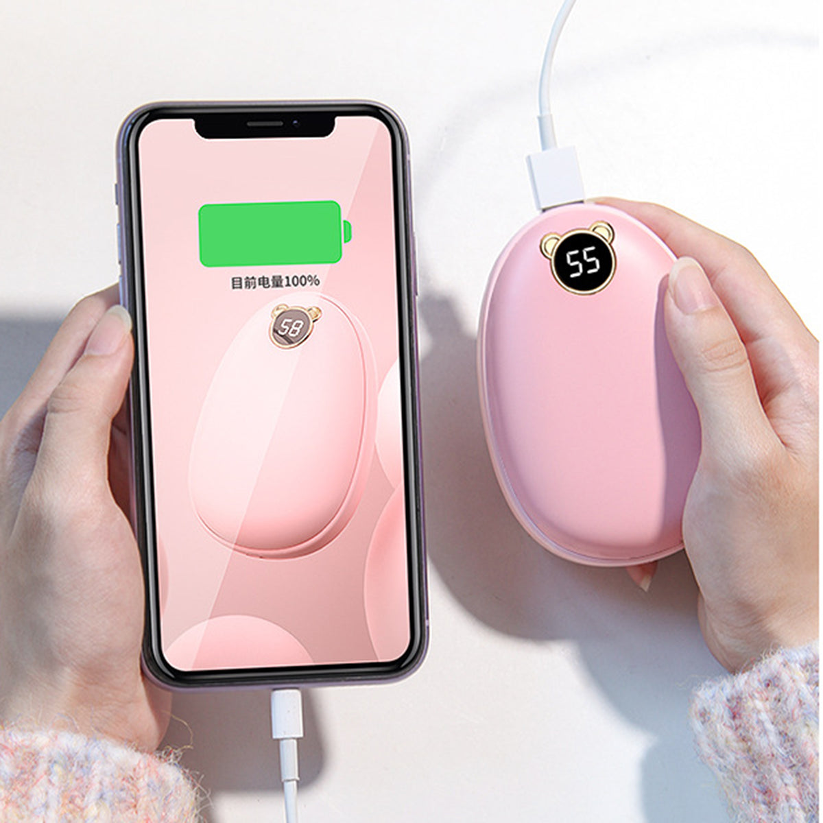 Rechargeable Cat Shape Double Sides Hand Heater Power Bank 3,000mAh