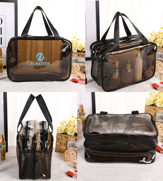 Waterproof Bathroom Bag for Travel - Double Layer Shower Organizer