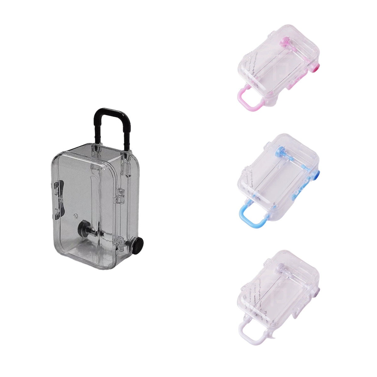 PS Plastic Round Luggage Desktop Organiser Transparent Box Plus Colour Trolley