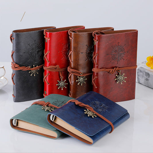 A7 PU Leather Journal Retro Style Binder Notebook Memo Captain's On-the-go Notebook