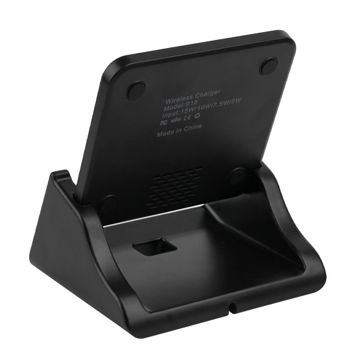 15W Square Wireless Charger Fast Charging Pad W/Phone Stand (NO AC Adapter)