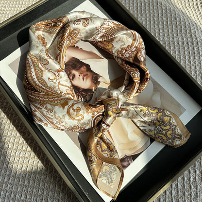 Custom 25.6" x 25.6" 100% Mulberry Silk Neck Scarf Silk Satin Wristband