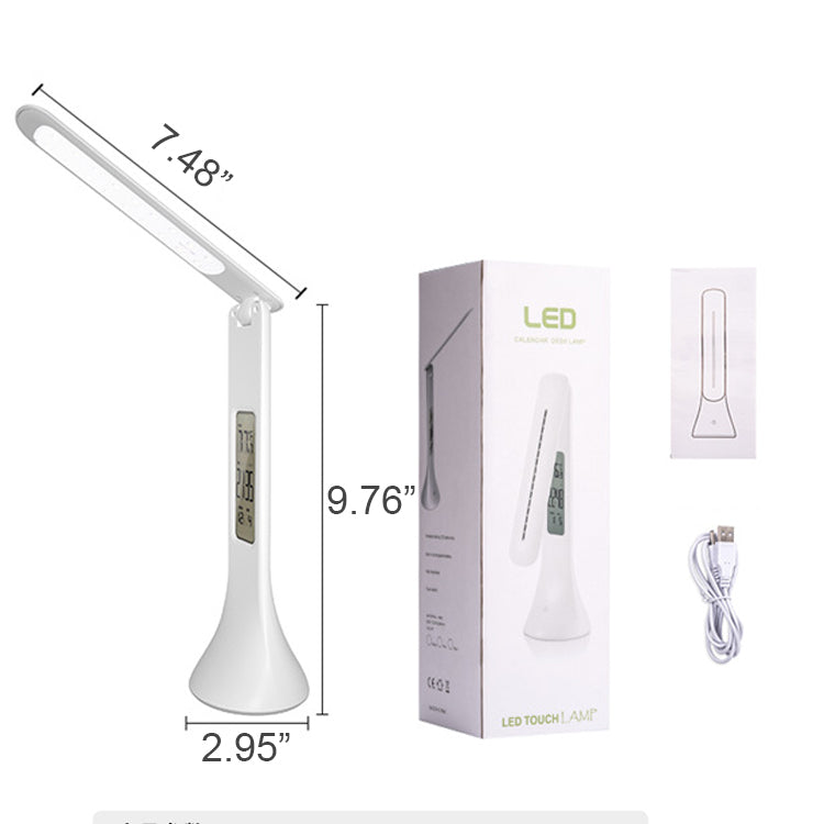 LED Foldable Dimmable Desk Lamp With Thermometer Calendar Clock