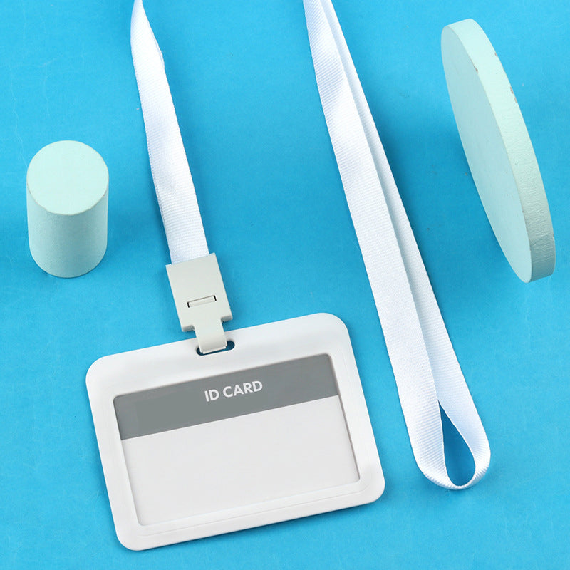 Plastic Horizontal Badge Holder ID Card Holder With Lanyard