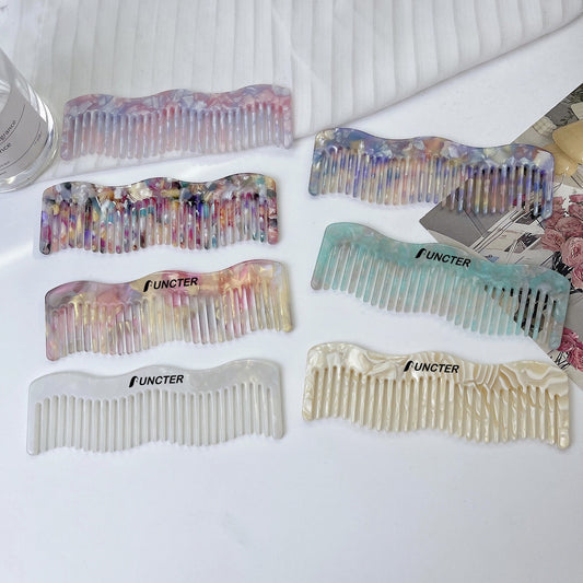 Portable & Elegan Wavy Acetate Comb Travel Hairbrush