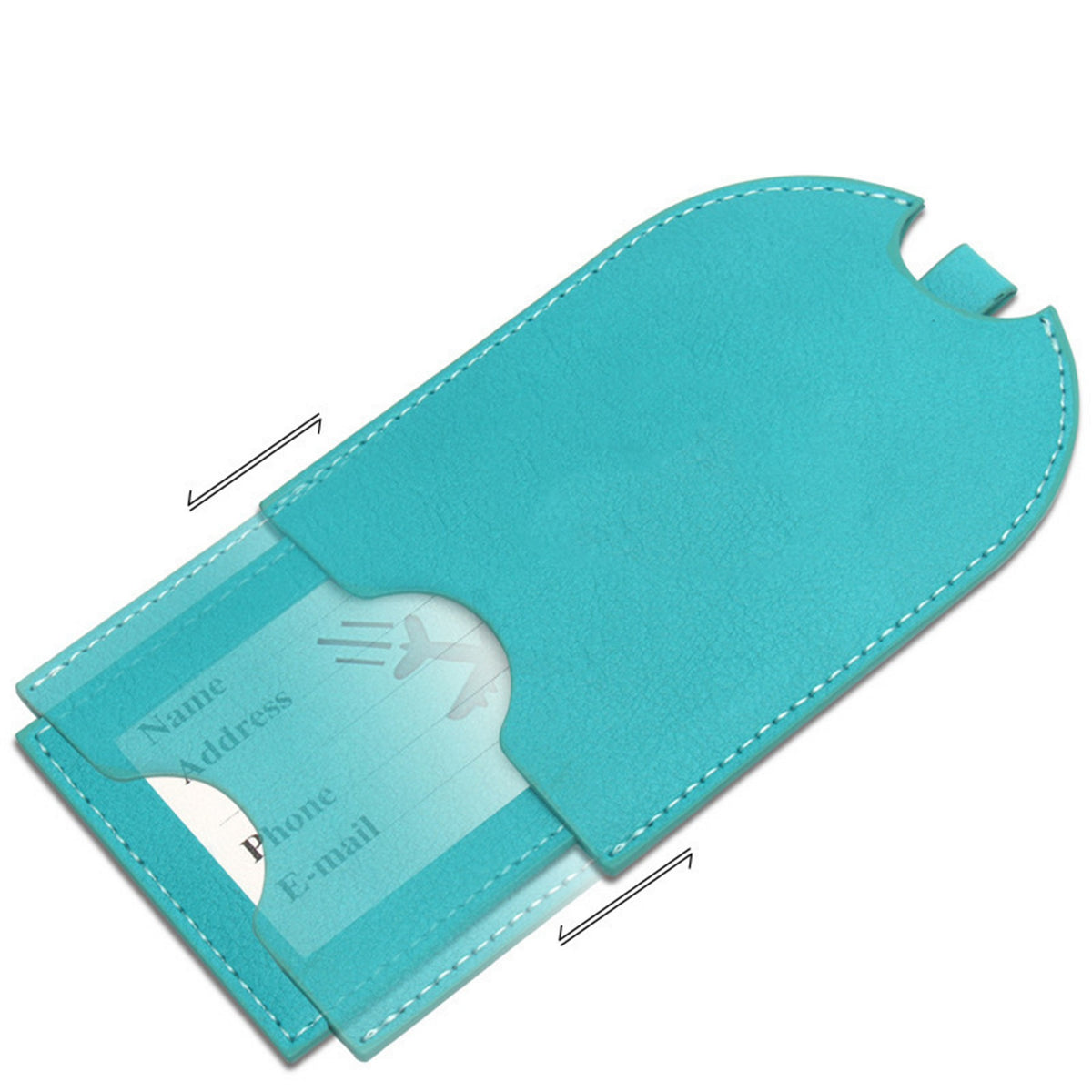 Slide-Out PU Leather Luggage Tag Privacy Suitcase Tag