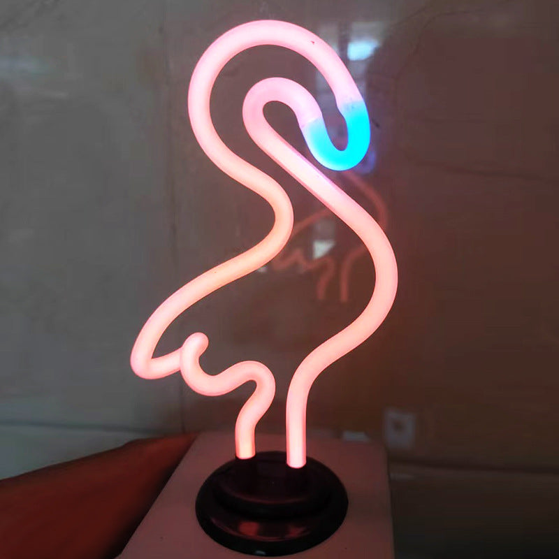 Flamingo Sign Custom Shape Tabletop Neon Sign Glass Tube Neon Light with Base