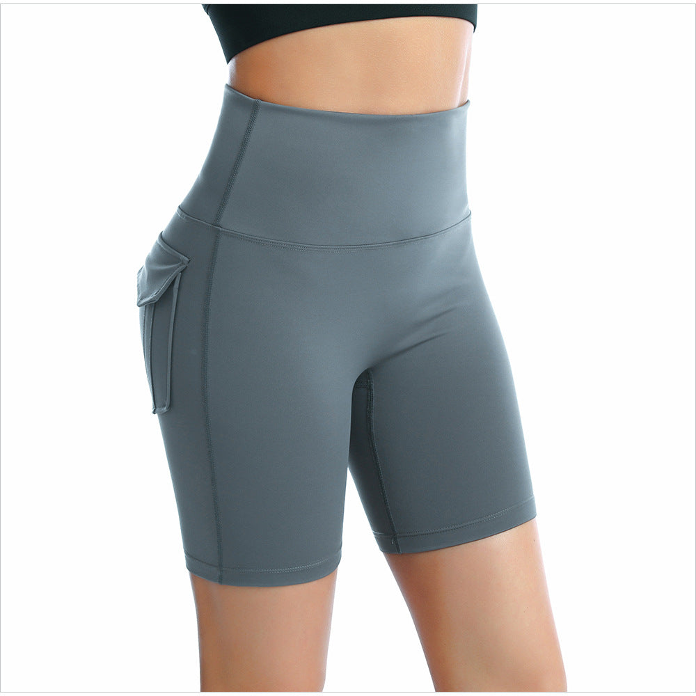 Women's Fitness High Waist Yoga Shorts Sports Tights Short Pants W/Two Pockets