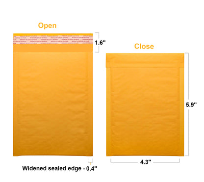 4.3 x 5.9" Kraft Bubble Mailer Self Seal Padded Envelopes for Shipping/ Packaging/ Mailing