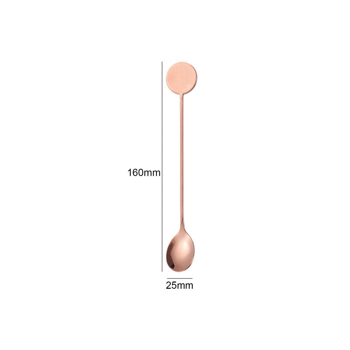 6.3" Long Round Top 304 Stainless Steel Cocktail Mixing Spoon