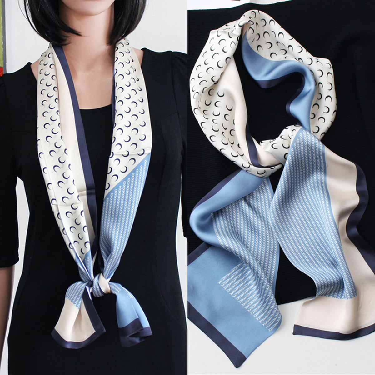 Custom 5.9" x 57" 100% Silk Long Scarf Double Sides Silk Purse Scarf