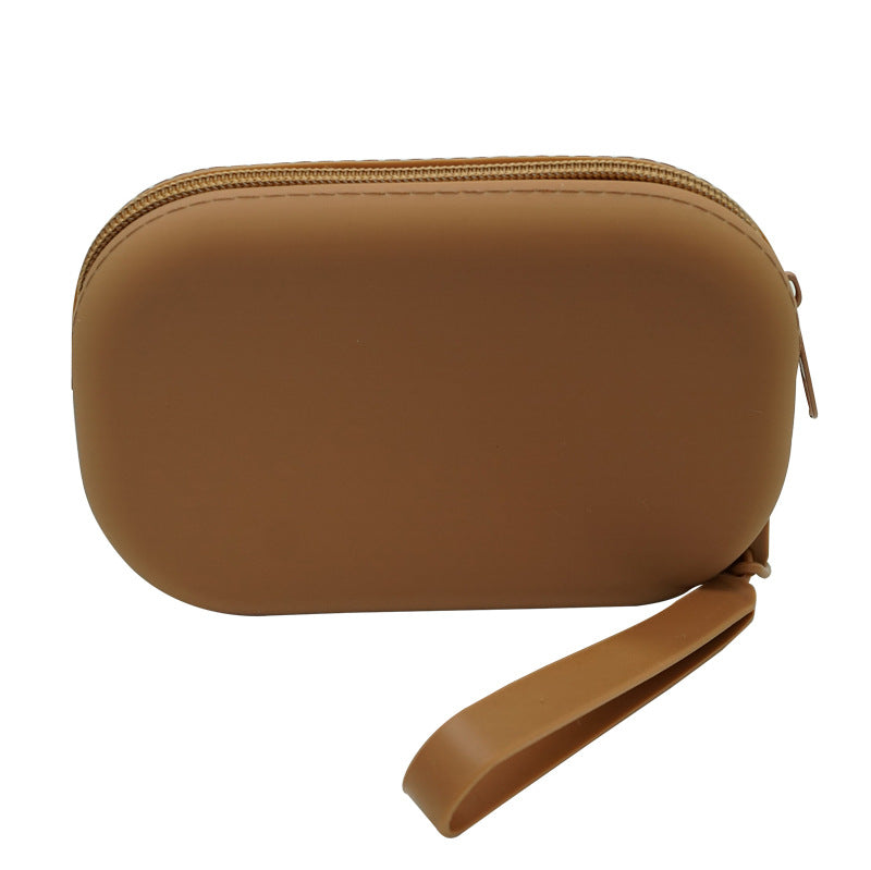 Multi Purpose Organizer Bag Portable Silicone Zippered Makeup Bag With Strap